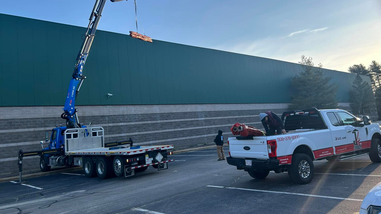 Commercial roofing contractors during a work in Bridgewater